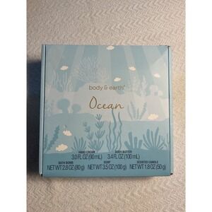 Body &‎ Earth Ocean Scented Candle Bath Bomb Soap Hand Cream Gift Set